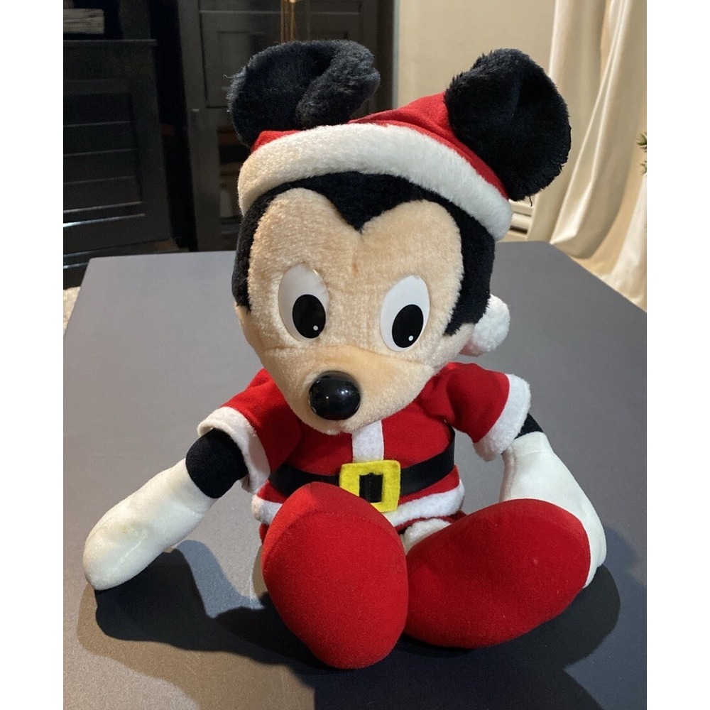 Playskool 1988 Mickey Mouse Santa Stuffed Plush 17" Vintage Christmas Disney
